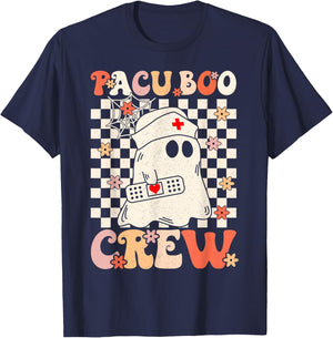 Pacu Boo Crew Ghost Pumpkin For PACU Nurse Halloween T-Shirt - T-Shirt | Navy