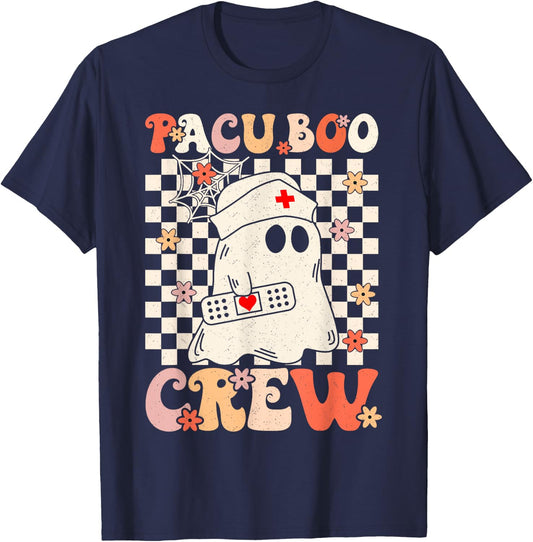 Pacu Boo Crew Ghost Pumpkin For PACU Nurse Halloween T-Shirt - T-Shirt | Navy