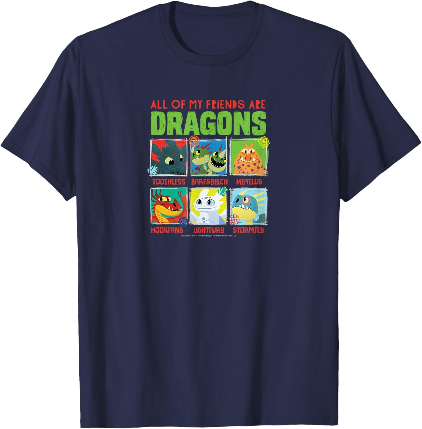 How To Train Your Dragon - All Of My Friends Are Dragons T-Shirt - T-Shirt | Navy
