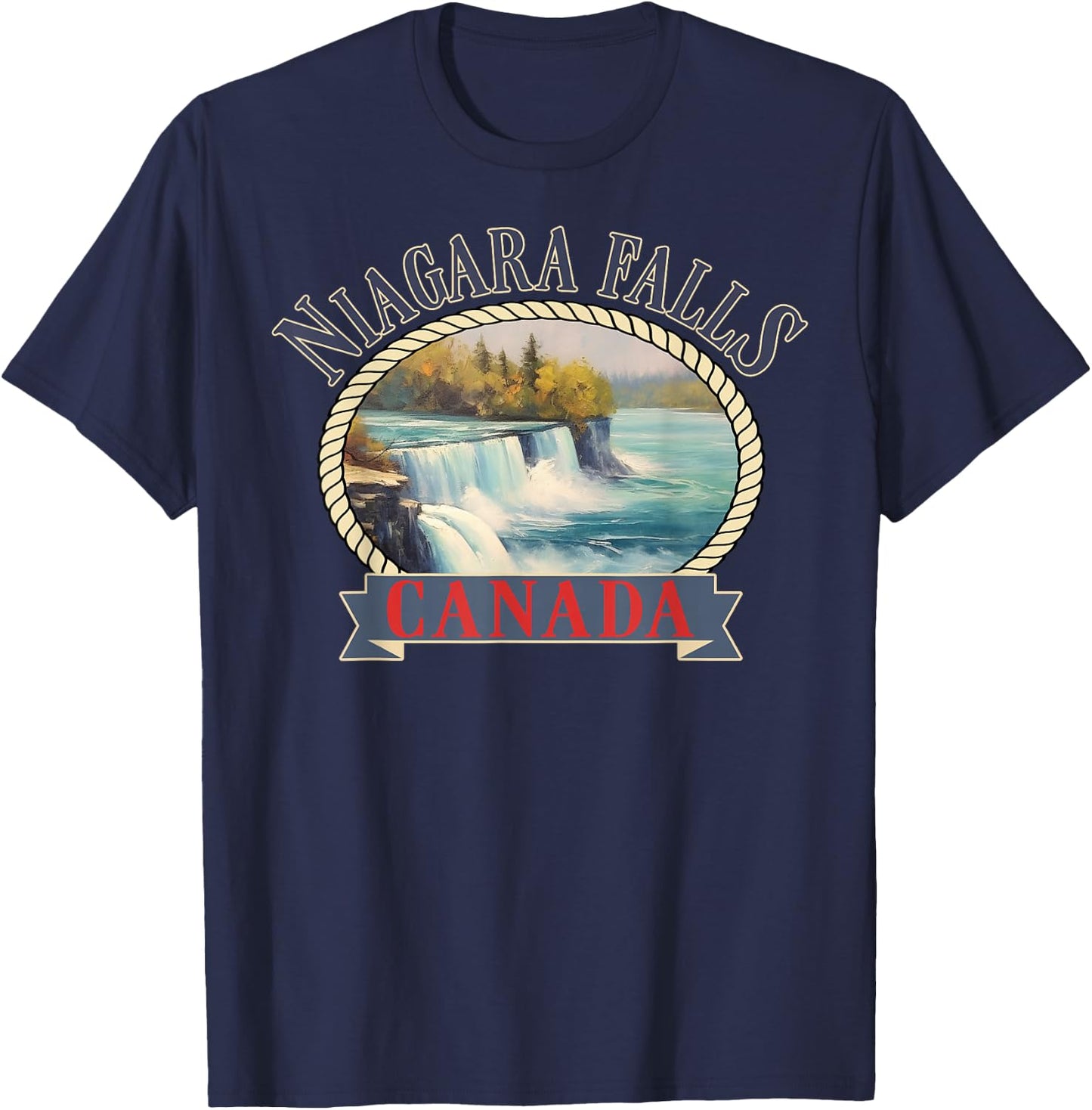 Niagara Falls Canada USA Nature river T-Shirt - T-Shirt | Navy