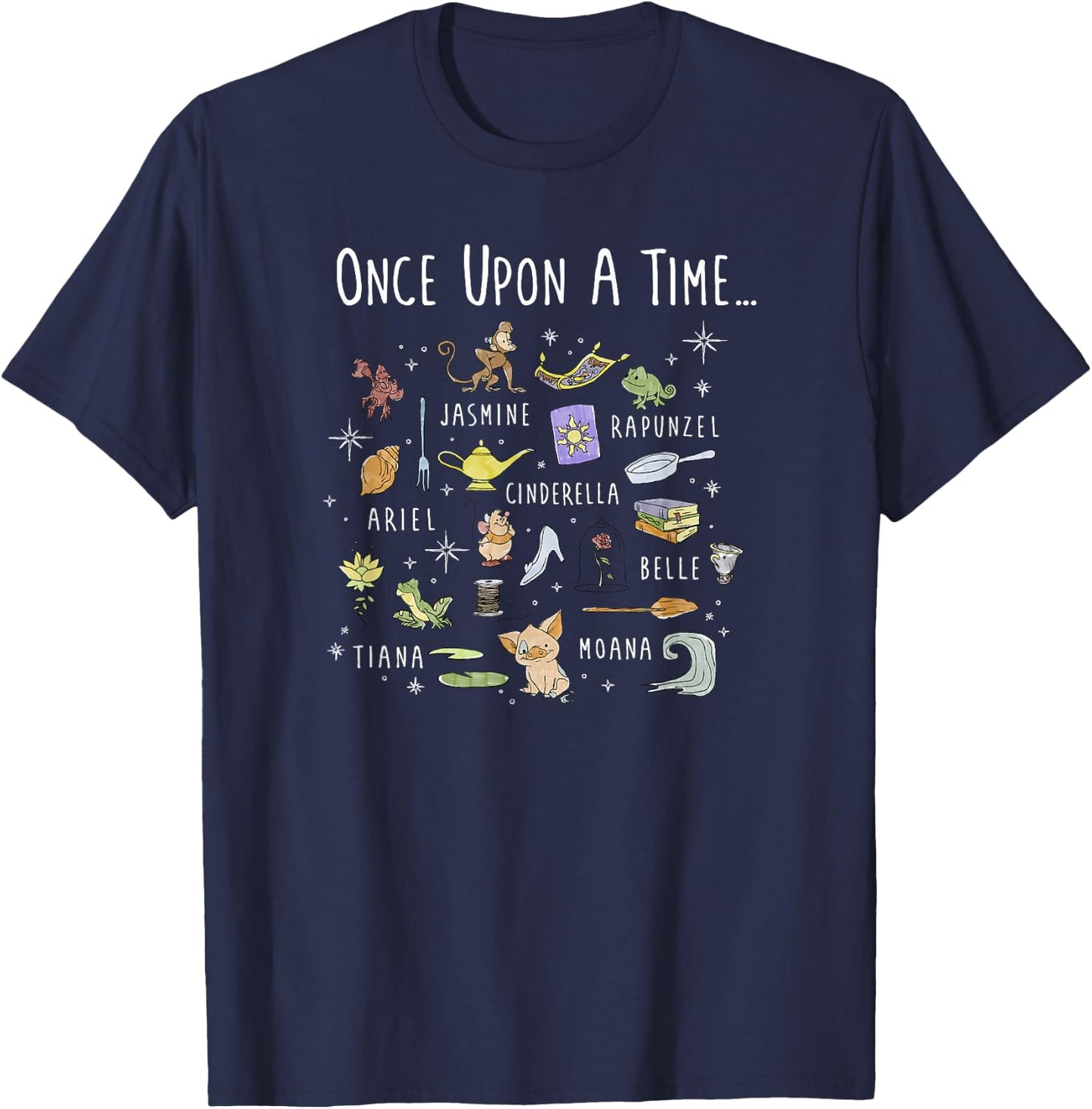 Disney Princess Once Upon A Time Collage T-Shirt - T-Shirt | Navy