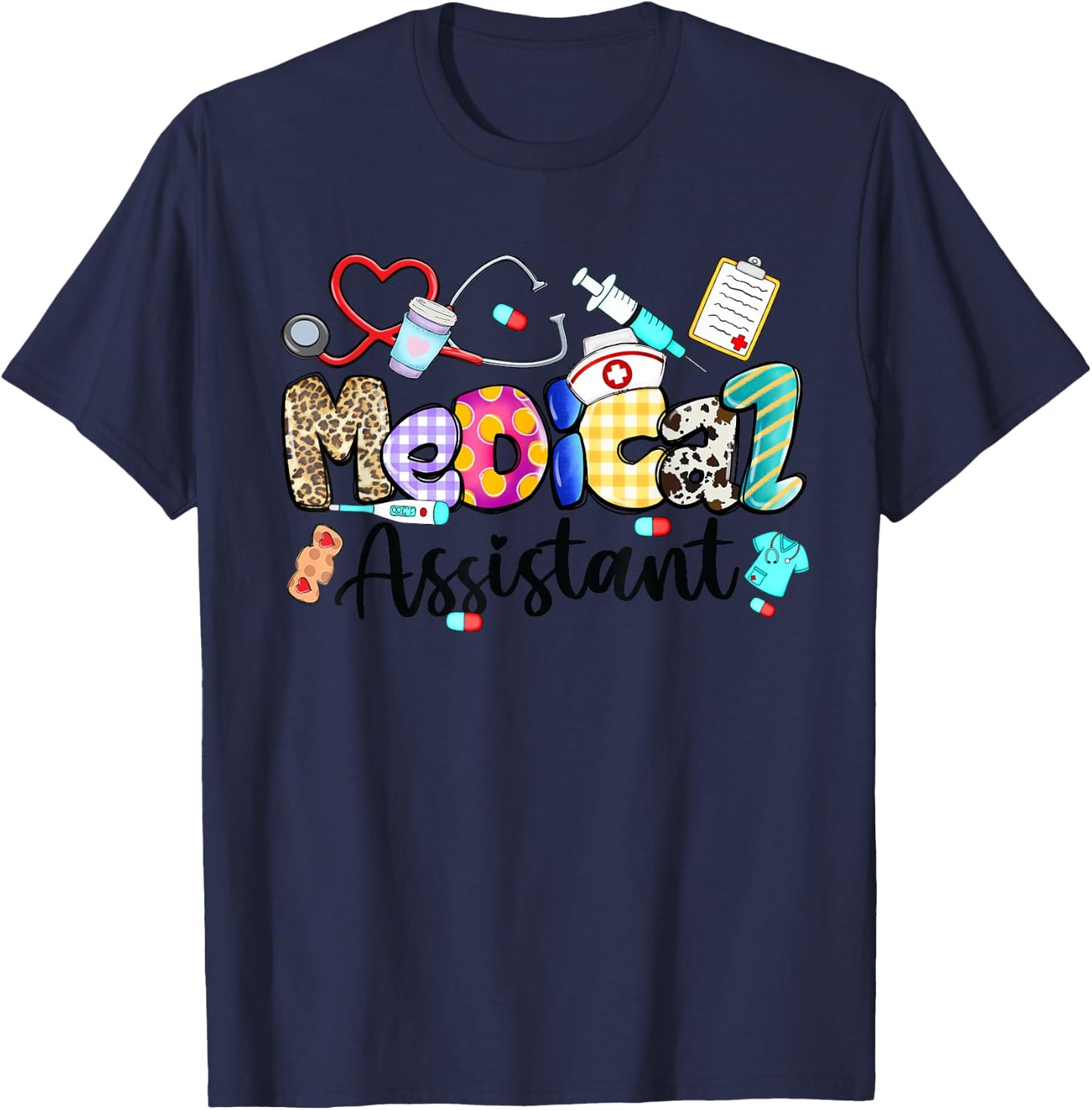Medical Assistant Stethoscope Leopard Medical Assistant Life T-Shirt - T-Shirt | Navy