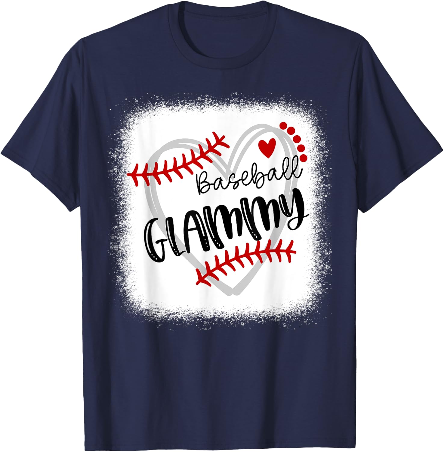 Personalized Baseball Heart Cute Glammy Women Baseball T-Shirt - T-Shirt | Navy