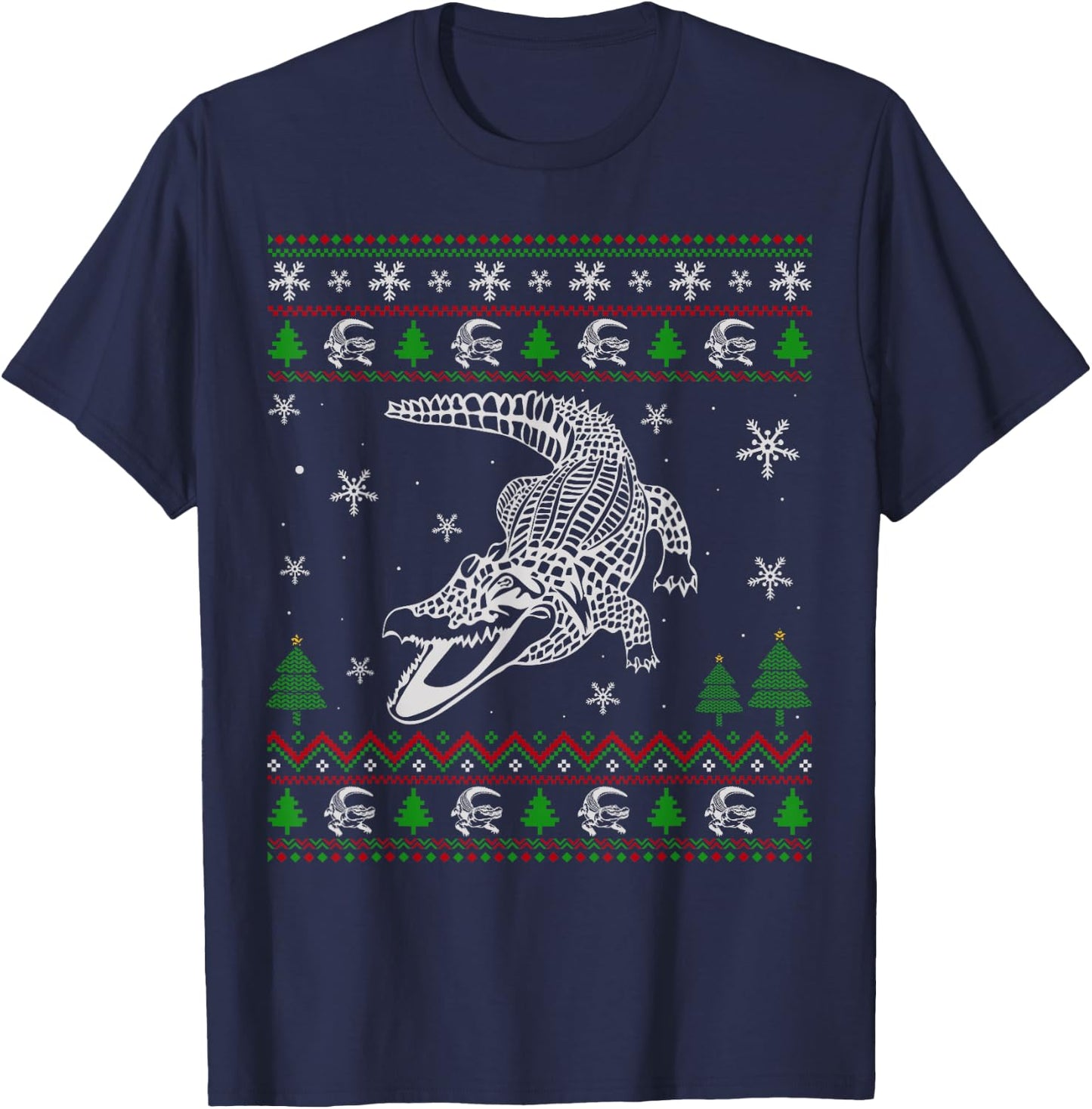 Ugly Christmas Sweater for Alligator Lovers Funny Ugly T-Shirt - T-Shirt | Navy