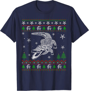 Ugly Christmas Sweater for Alligator Lovers Funny Ugly T-Shirt - T-Shirt | Navy