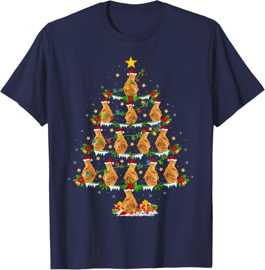 Holiday Xmas Lighting Santa Fried Chicken Christmas Tree T-Shirt - T-Shirt | Navy