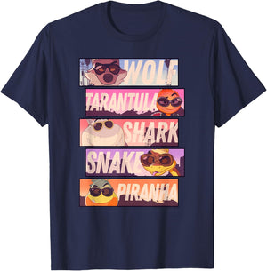 The Bad Guys Sunglasses Character Stacked Panels T-Shirt - T-Shirt | Navy