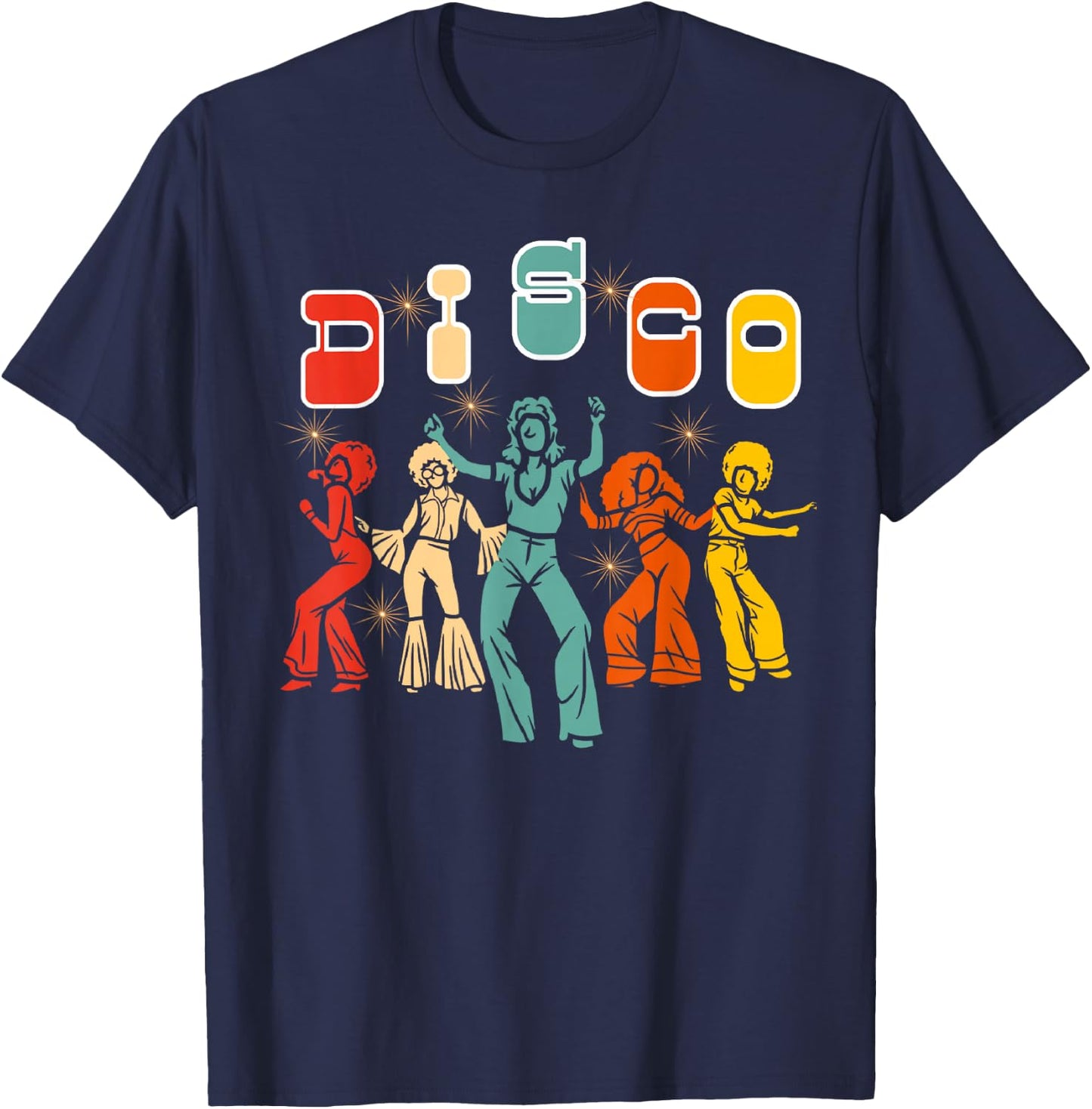 Disco 70s Themed Vintage Retro Dancing T-Shirt - T-Shirt | Navy
