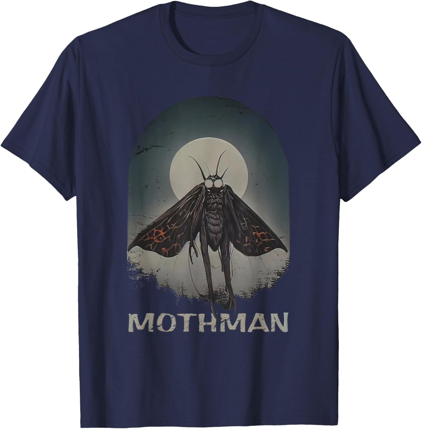 Mothman Cryptid Cryptozoology Moon Scary T-Shirt - T-Shirt | Navy