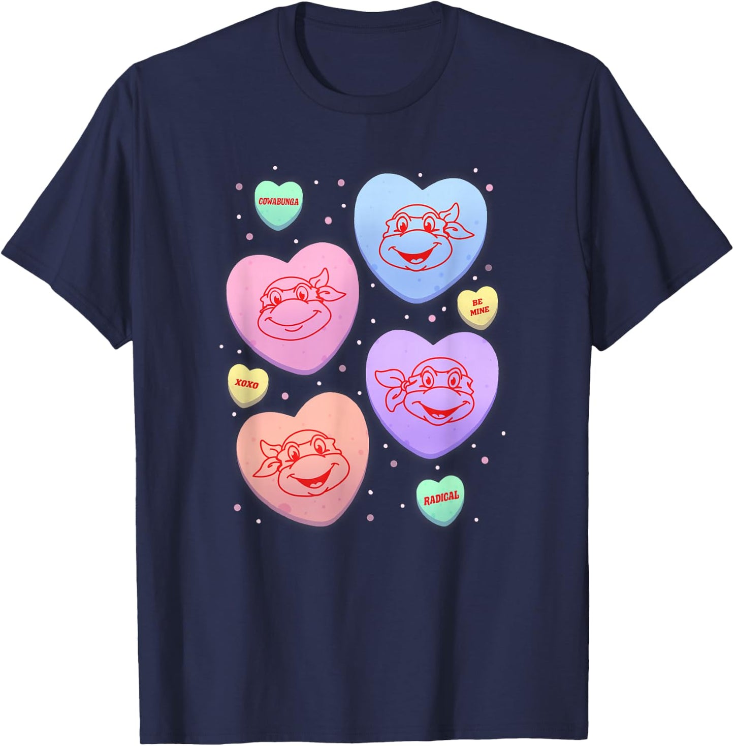 Teenage Mutant Ninja Turtles Valentine's Day Candy Hearts T-Shirt - T-Shirt | Navy