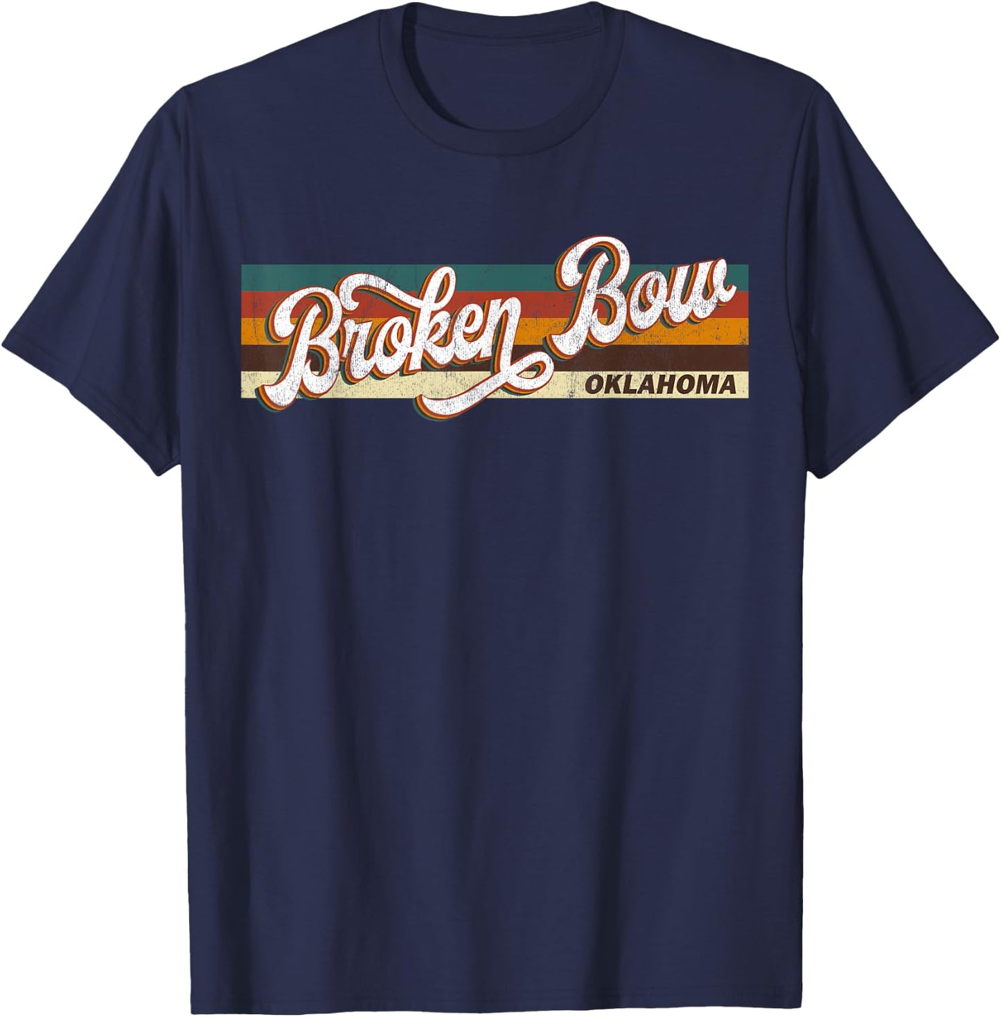 Retro Vintage 80s 70s Broken Bow Retro Oklahoma T-Shirt - T-Shirt | Navy