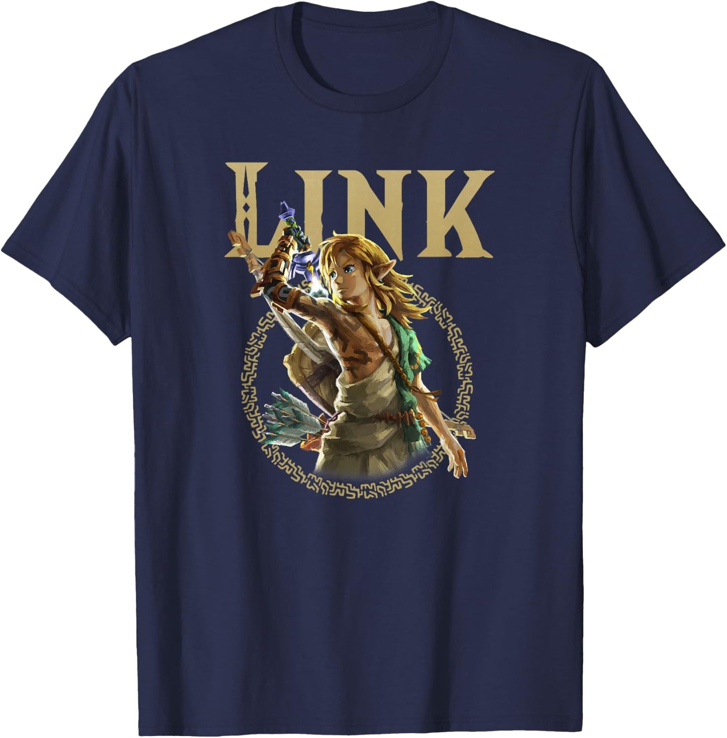 The Legend of Zelda Tears of The Kingdom Link Circle Logo T-Shirt - T-Shirt | Navy
