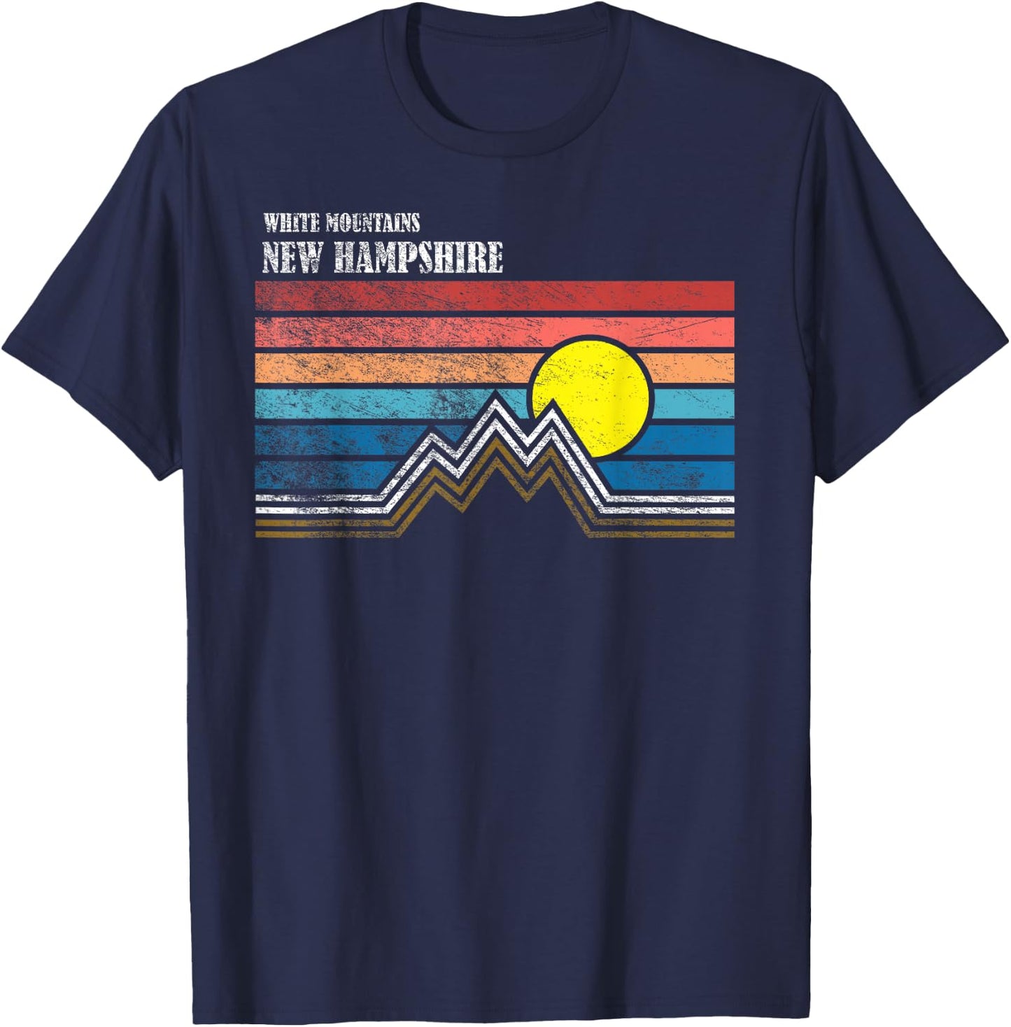 Retro White Mountains NH T-Shirt - T-Shirt | Navy