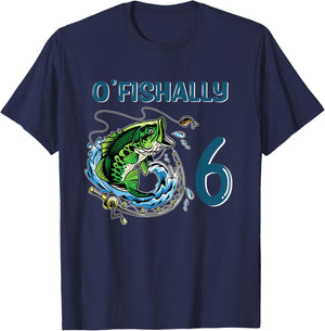 O-Fishally 6 Years Old Fisherman 6th Birthday Fishing T-Shirt - T-Shirt | Navy