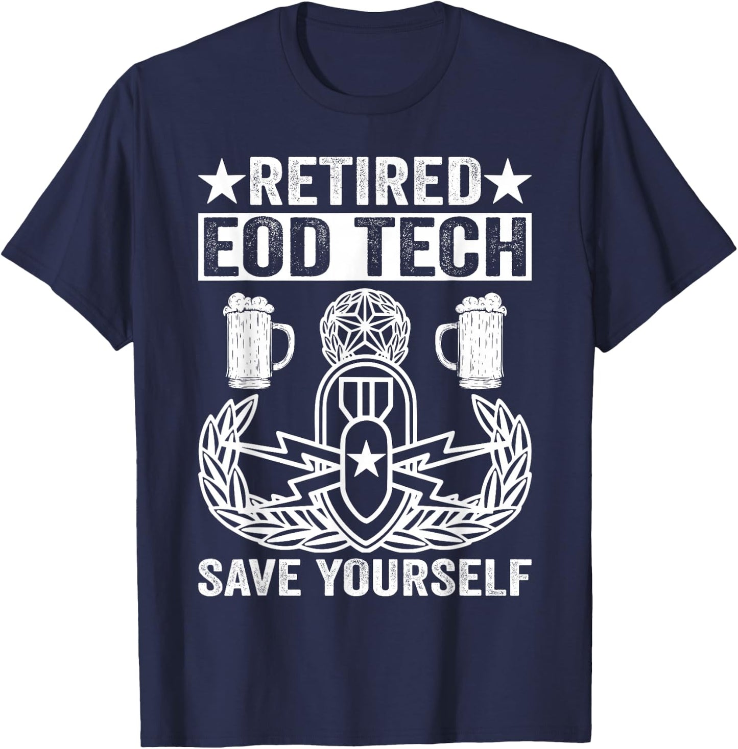 Funny Bomb Technician Retired Eod Tech T-Shirt - T-Shirt | Navy