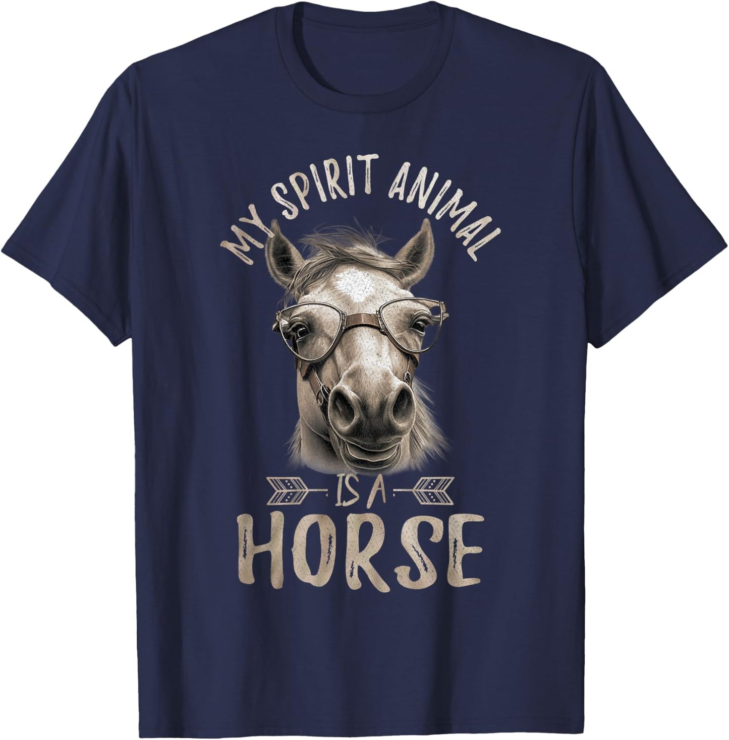 Vintage My Spirit Animal Is A Horse, Horseback Riding T-Shirt - T-Shirt | Navy