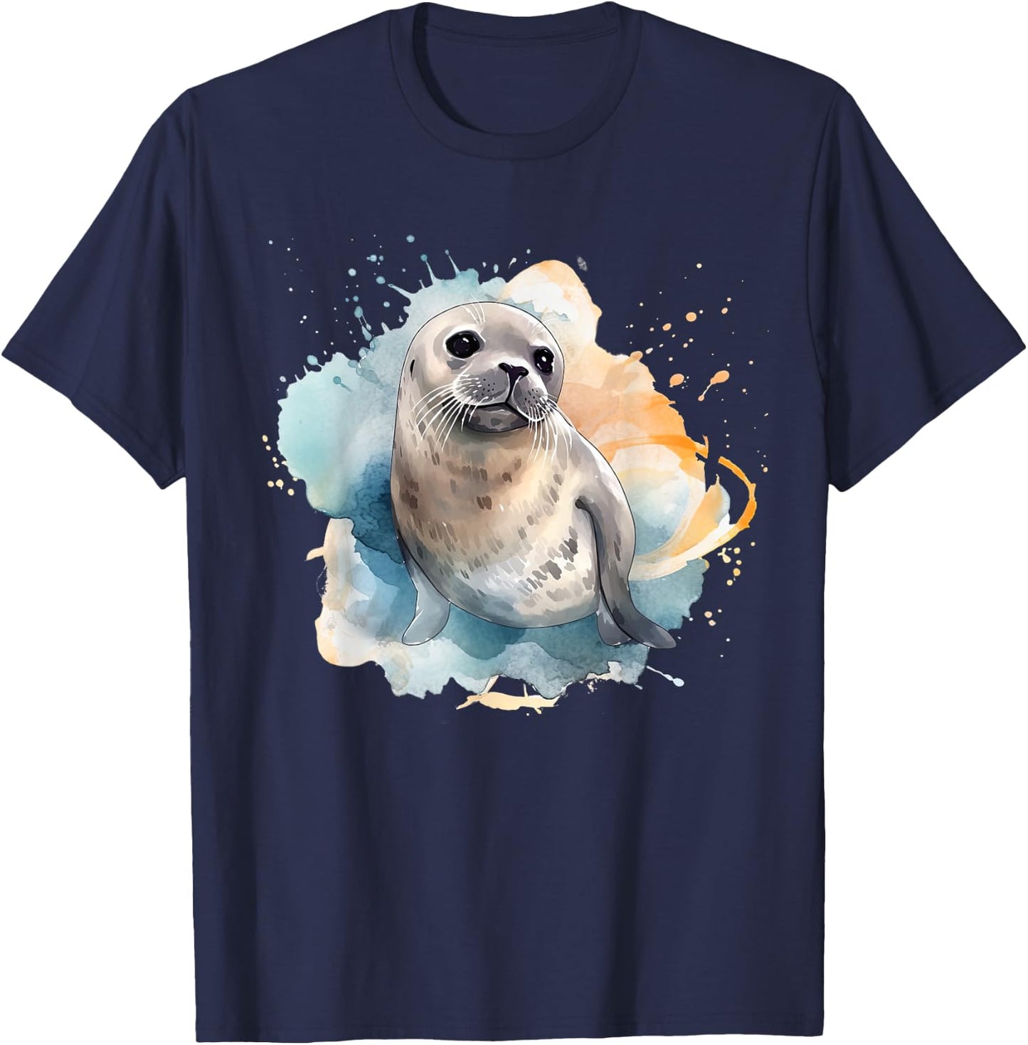Seal Watercolor Sea Lion T-Shirt - T-Shirt | Navy