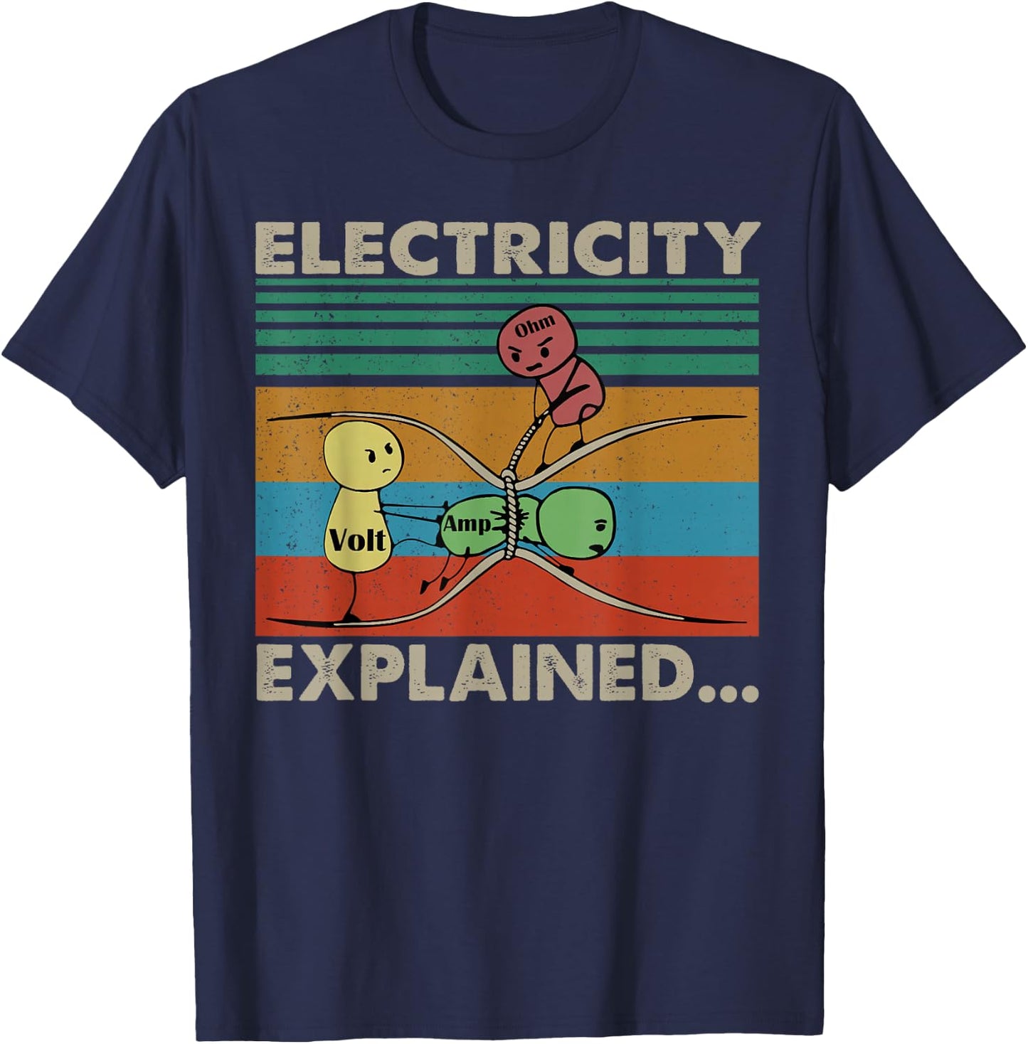Electric Funny Ohm Volt Amp Electrical Retro Vintage T-Shirt - T-Shirt | Navy