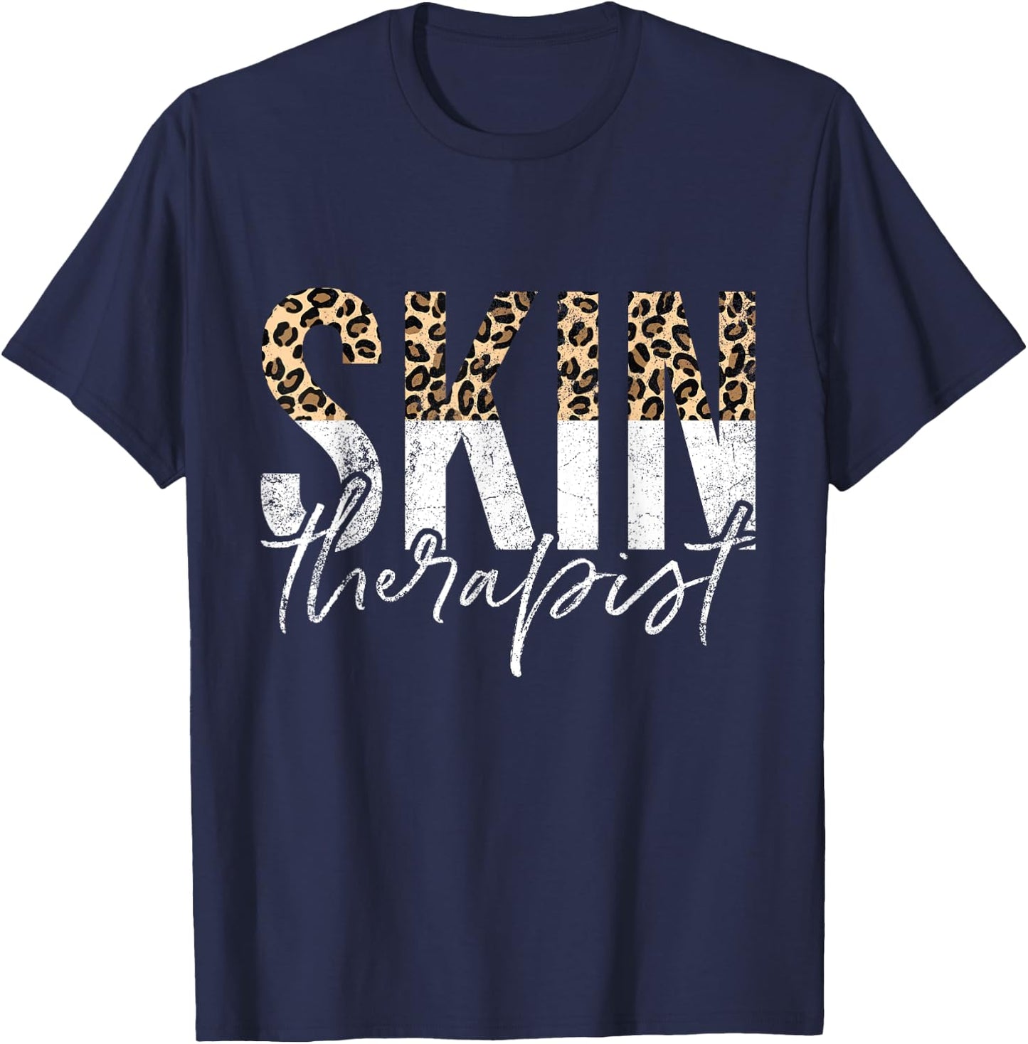Vintage Skin Therapist Skincare Leopard Skin Esthetician T-Shirt - T-Shirt | Navy