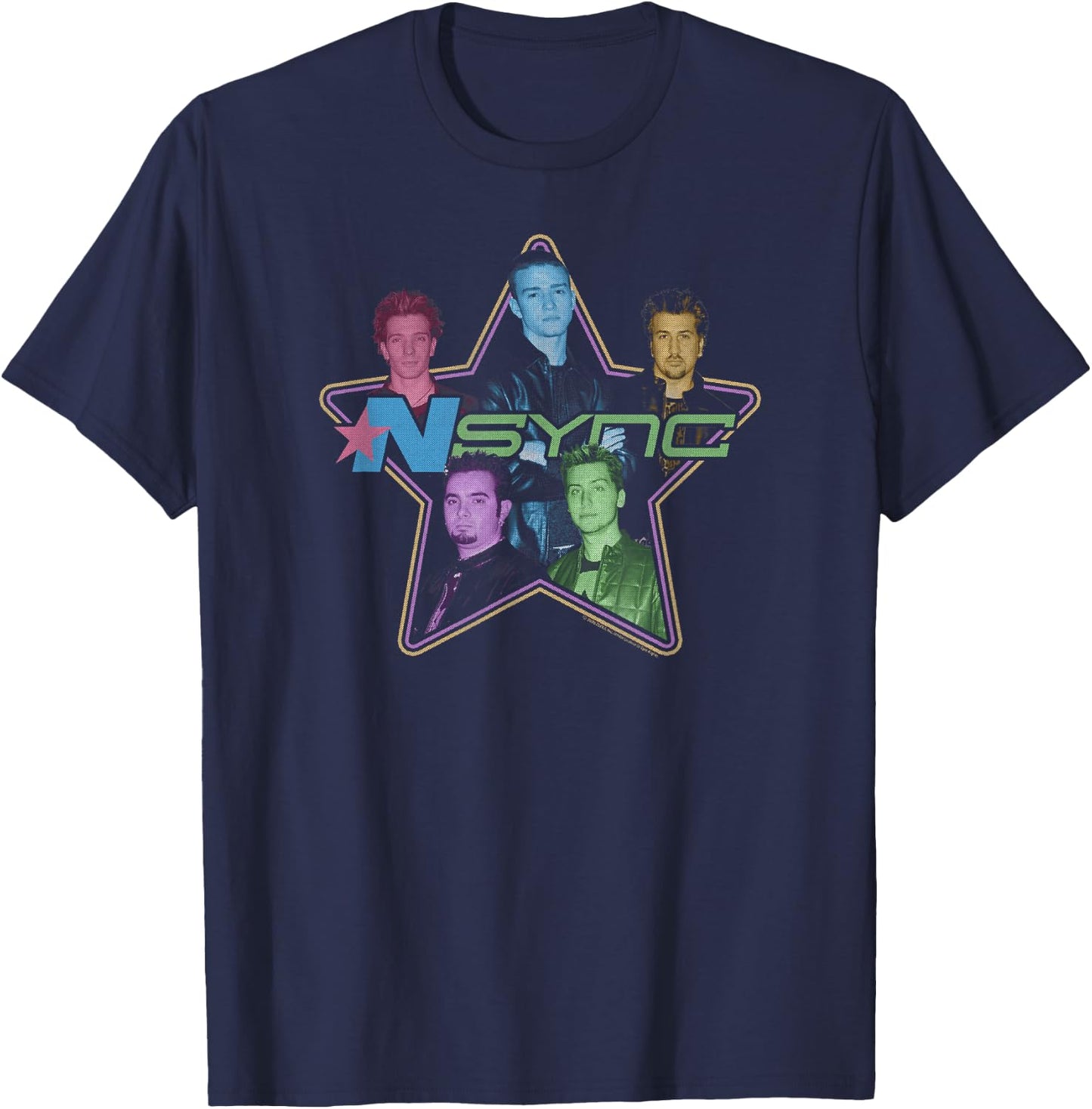 NSYNC Official Retro Neon Logo T-Shirt - T-Shirt | Navy