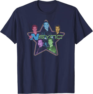 NSYNC Official Retro Neon Logo T-Shirt - T-Shirt | Navy
