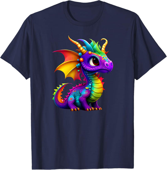 Cute Rainbow Dragon - Men, Women, Teens, & Kids T-Shirt - T-Shirt | Navy