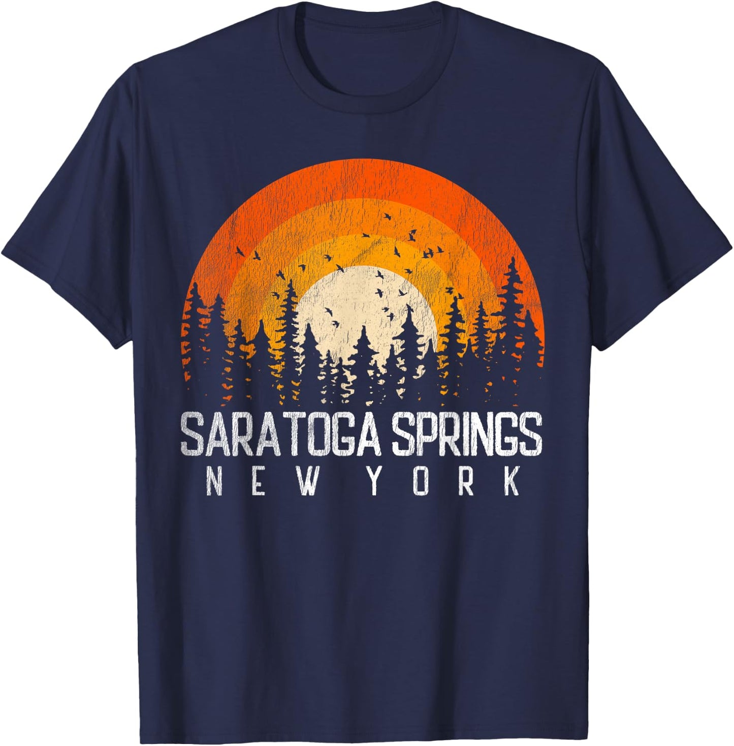Saratoga Springs New York NY Shirt Retro Vintage 80s Gift T-Shirt - T-Shirt | Navy