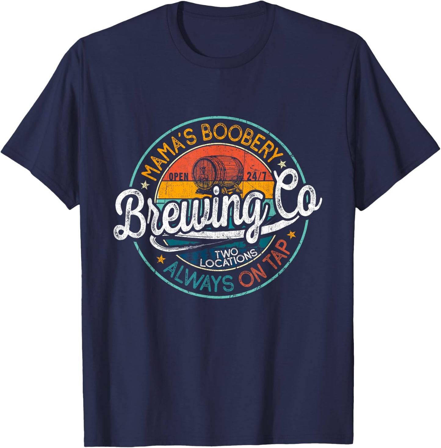 Mama Boobery Breastfeeding Brewery Retro New Mom Brewing Co T-Shirt - T-Shirt | Navy