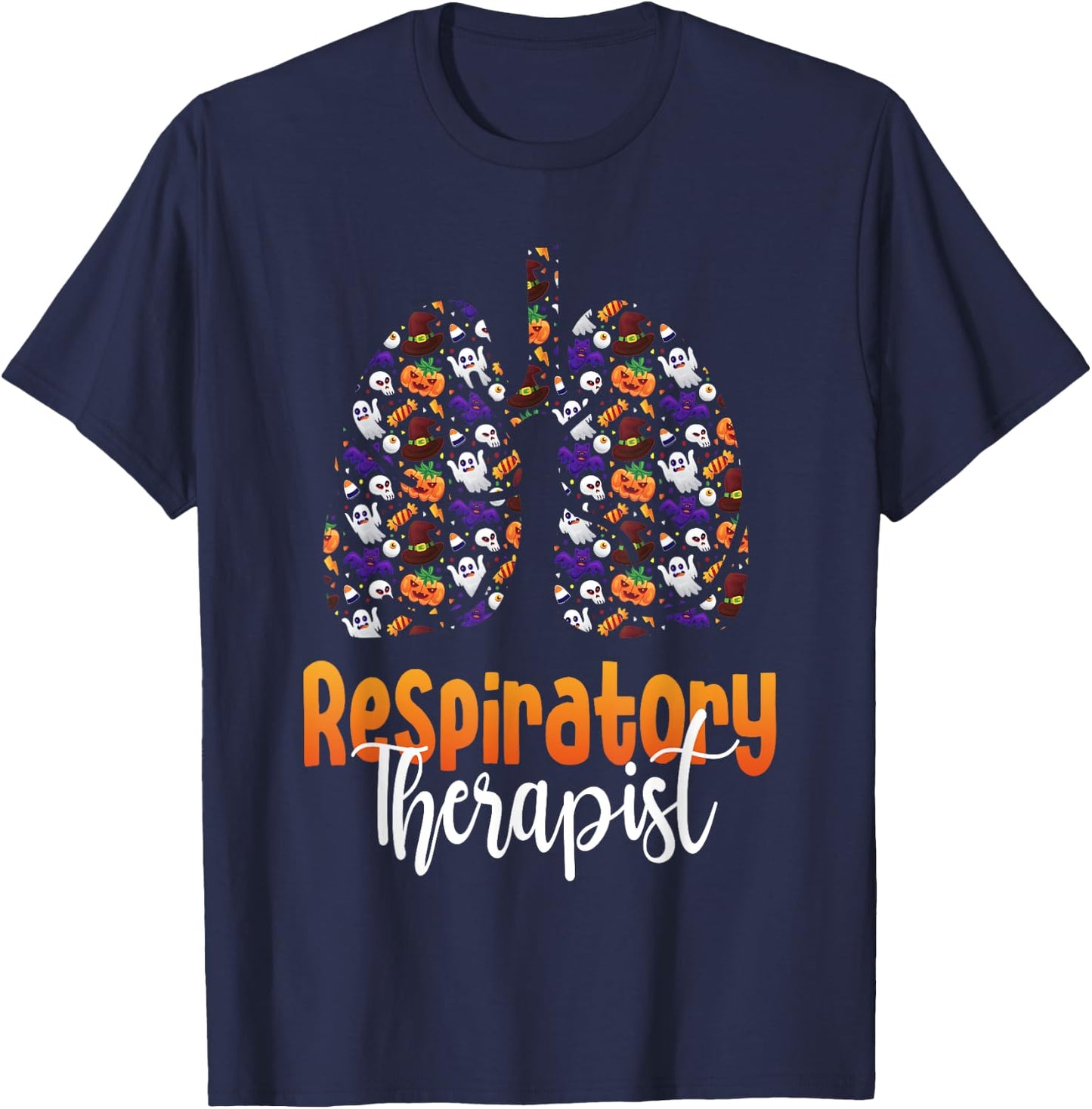 Spooky Respiratory Therapist Halloween Respiratory Therapy T-Shirt - T-Shirt | Navy