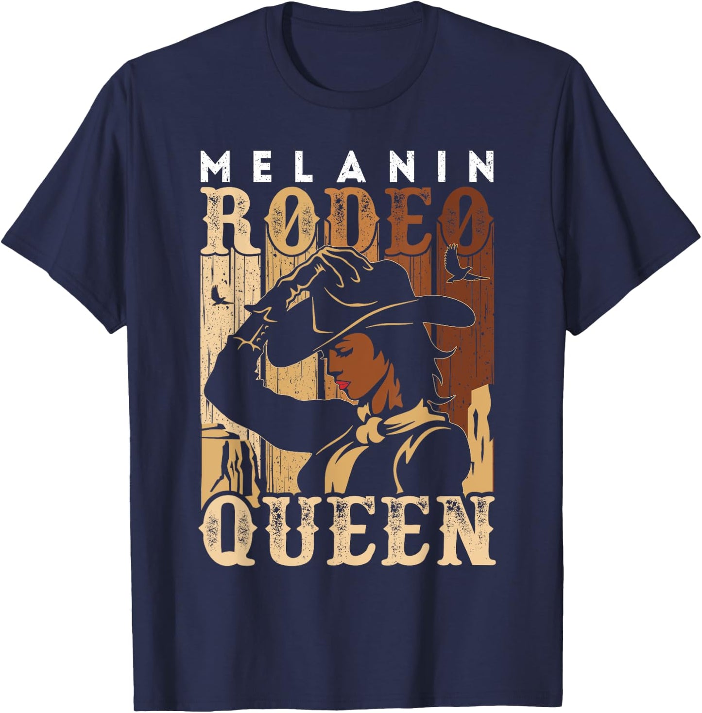 Melanin Rodeo Queen Country Woman African American Cowgirl T-Shirt - T-Shirt | Navy