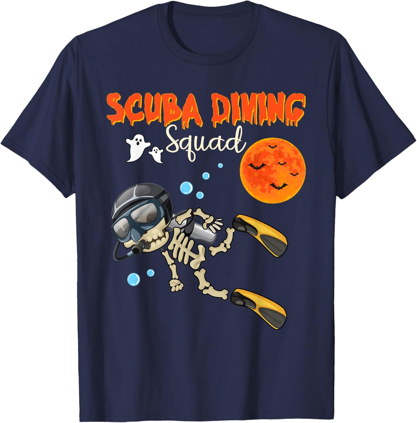 Scuba Diving Squad Halloween Skeleton Costume Scuba Diver T-Shirt - T-Shirt | Navy