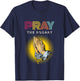 Pray the Rosary. Retro Typography Praying Hands with Rosary T-Shirt - T-Shirt | Navy