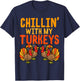 Chillin With My Turkeys Thanksgiving Family Boys Kids Gift T-Shirt - T-Shirt | Navy