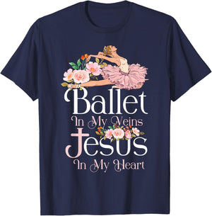 Ballet Dancer Dance Girl Ballerina Jesus Faith Christian T-Shirt - T-Shirt | Navy