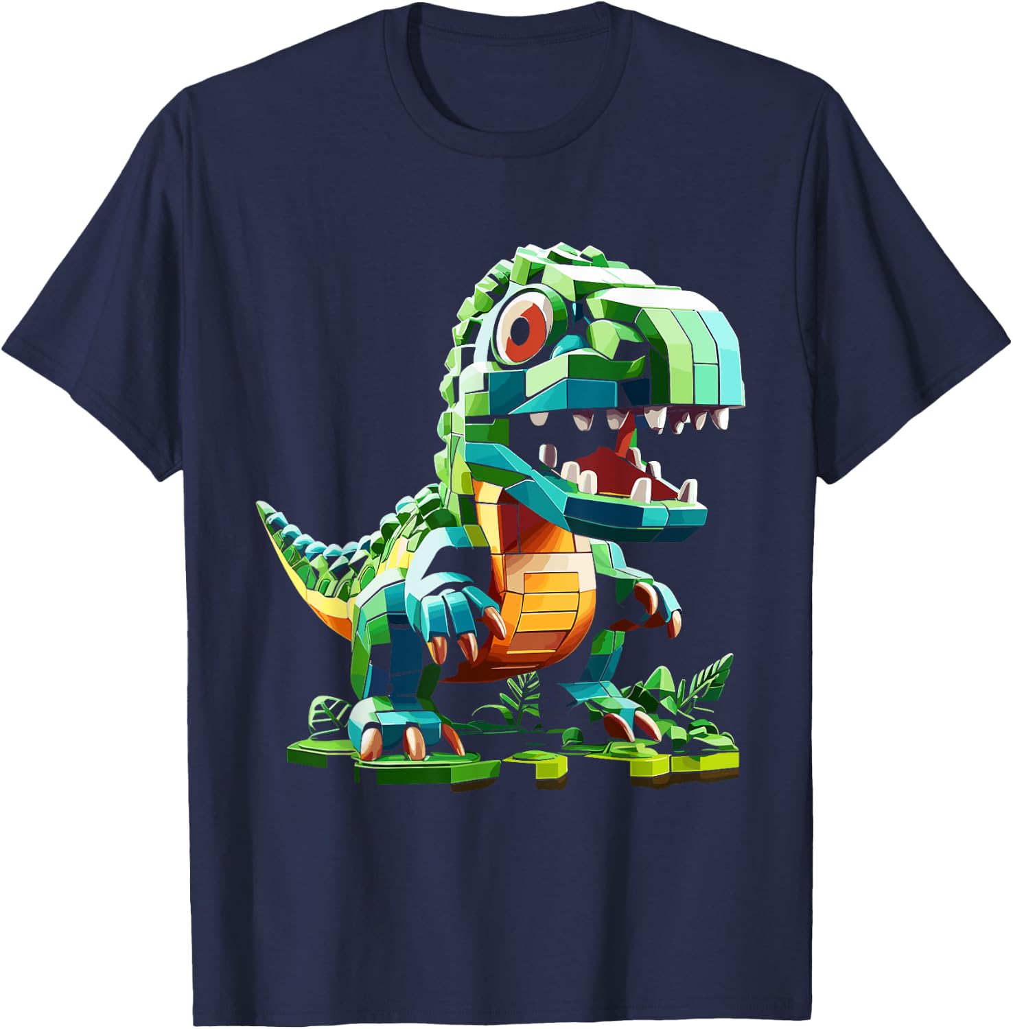 Master Builder Bricks Blocks Play Toys Dinosaur T-Shirt - T-Shirt | Navy