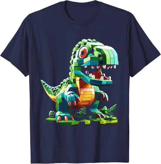 Master Builder Bricks Blocks Play Toys Dinosaur T-Shirt - T-Shirt | Navy