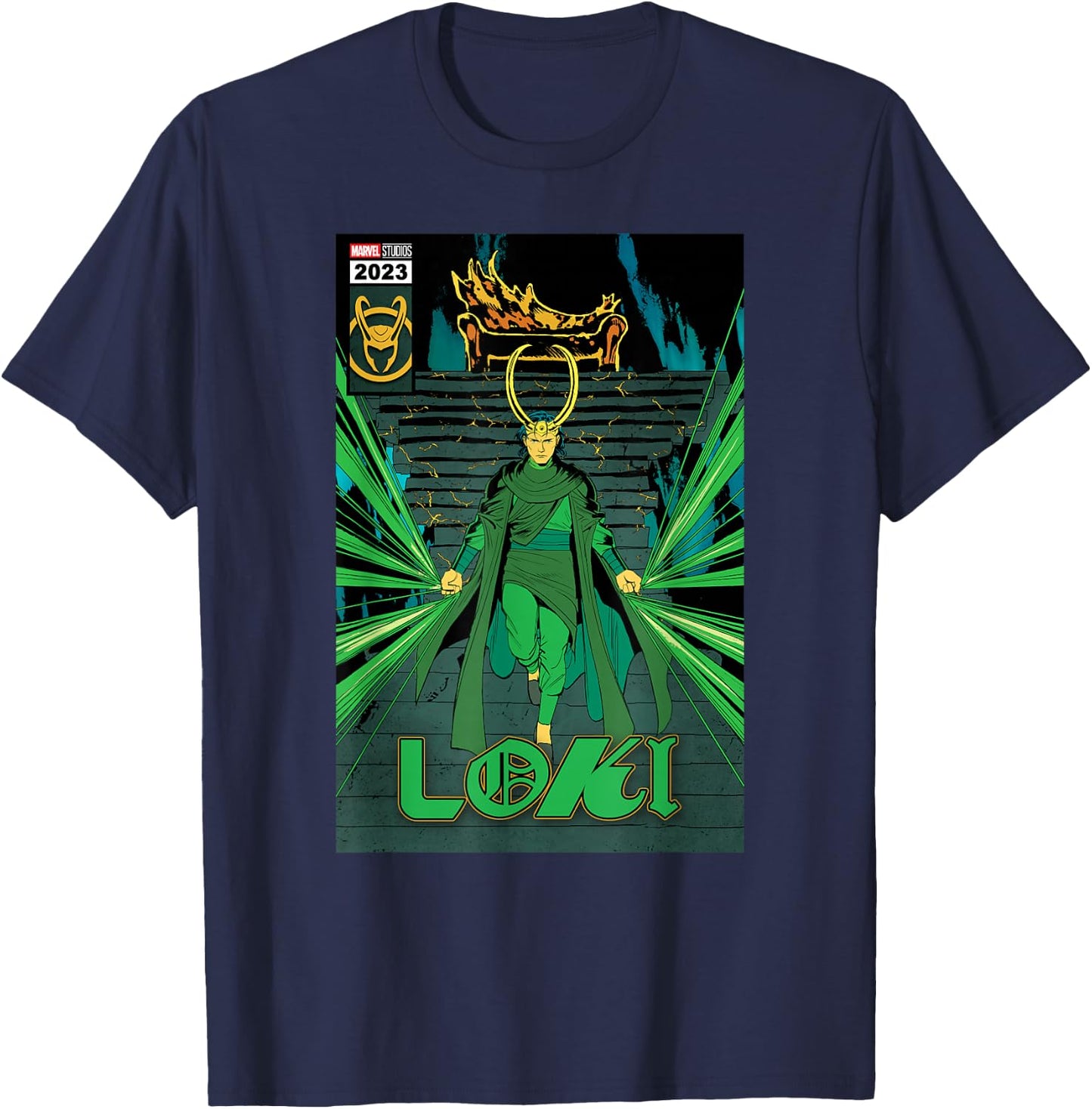Marvel Studios Loki Season 2 God Loki Comic Cover Art Homage T-Shirt - T-Shirt | Navy