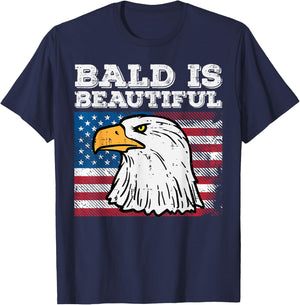 4th Of July Bald Is Beautiful Eagle Patriotic Men Women Kids T-Shirt - T-Shirt | Navy