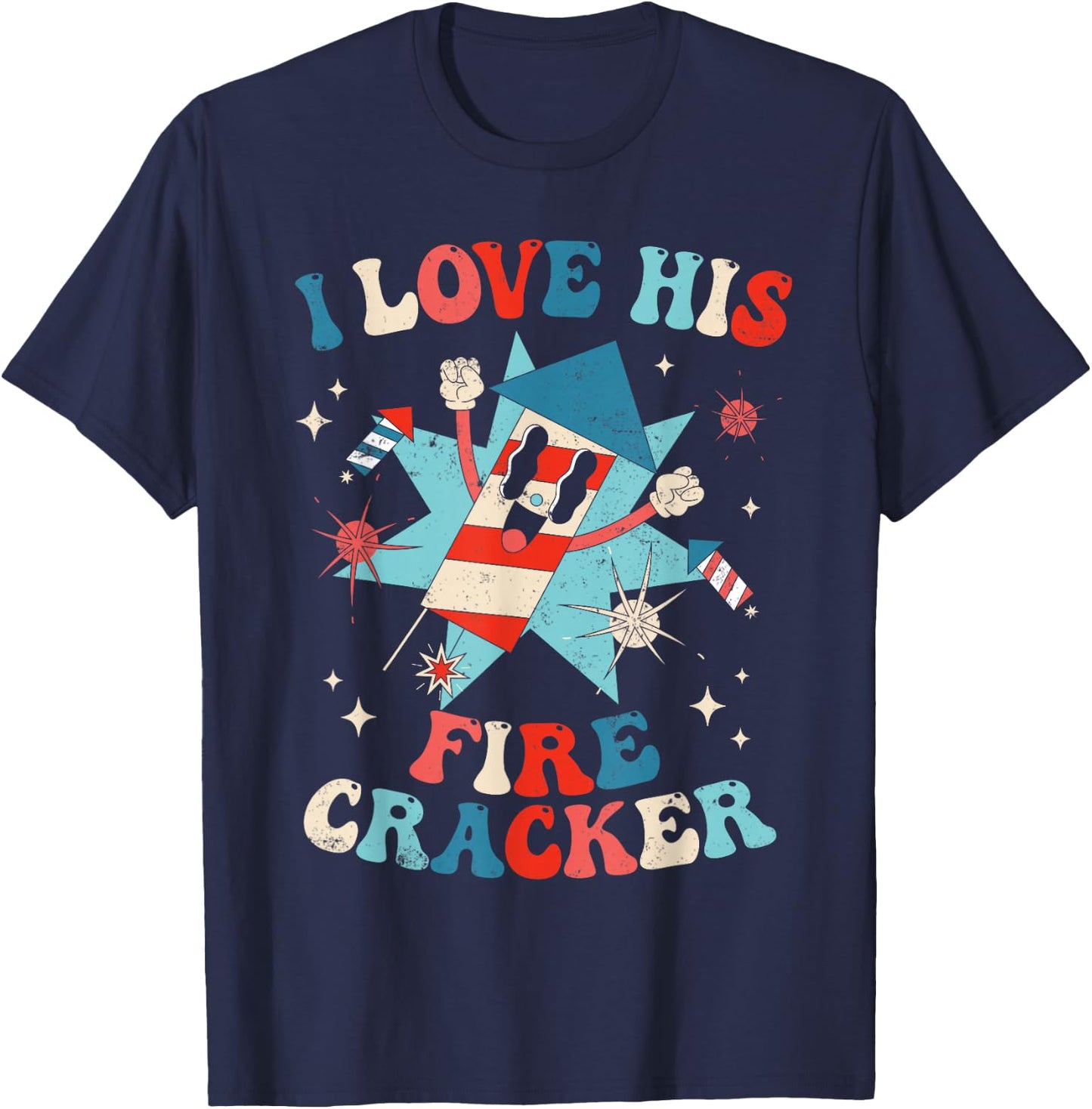 I Love His Firecracker Funny Matching Couple 4th Of July Women Men T-Shirt - T-Shirt | Navy