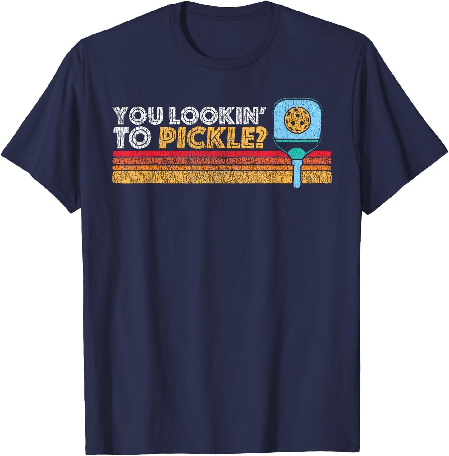 You Lookin' To Pickle? Pickleball Retro 80s FIT2SERVE 90s T-Shirt - T-Shirt | Navy