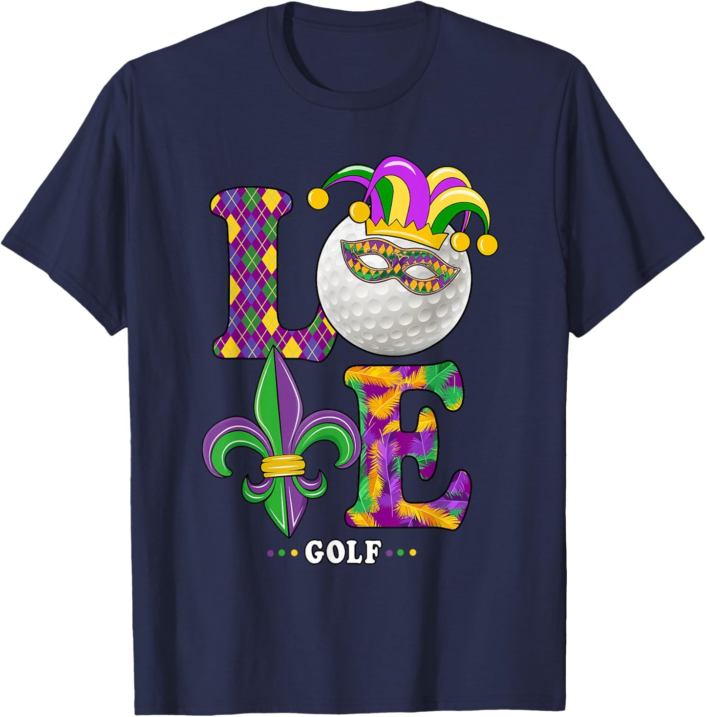 Love Golf Mardi Gras Costume Carnival Golf Lover T-Shirt - T-Shirt | Navy