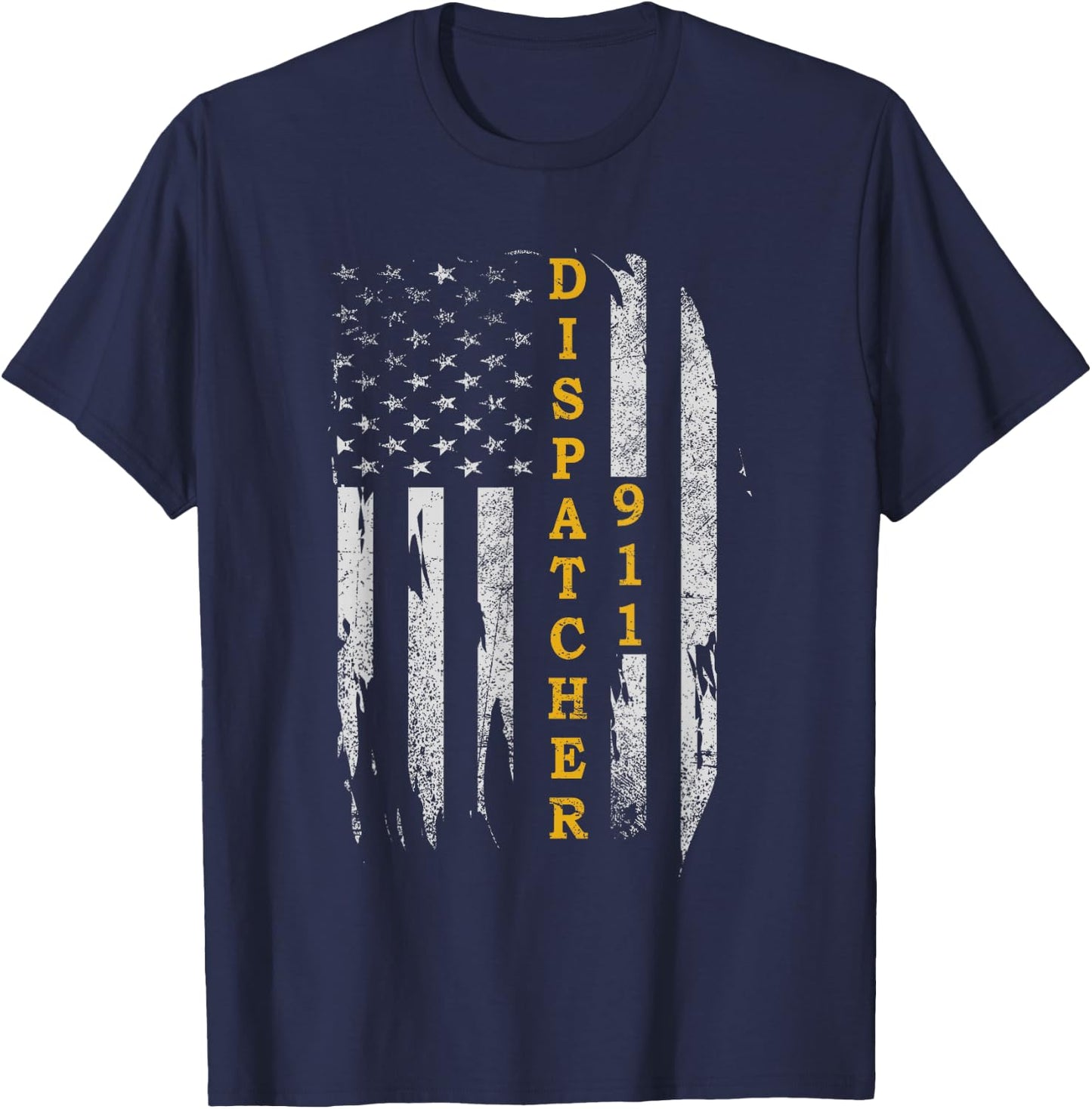 Thin Gold Line Flag American USA Patriotic 911 Dispatcher T-Shirt - T-Shirt | Navy