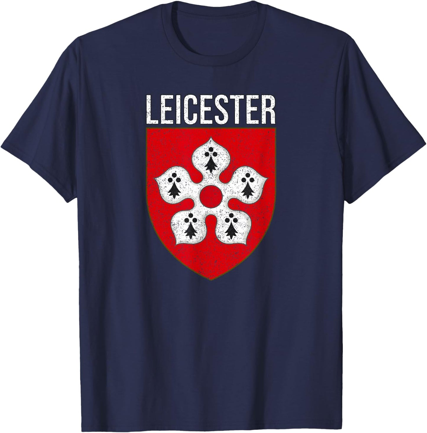 Leicester City Flag East Midlands England T-Shirt - T-Shirt | Navy