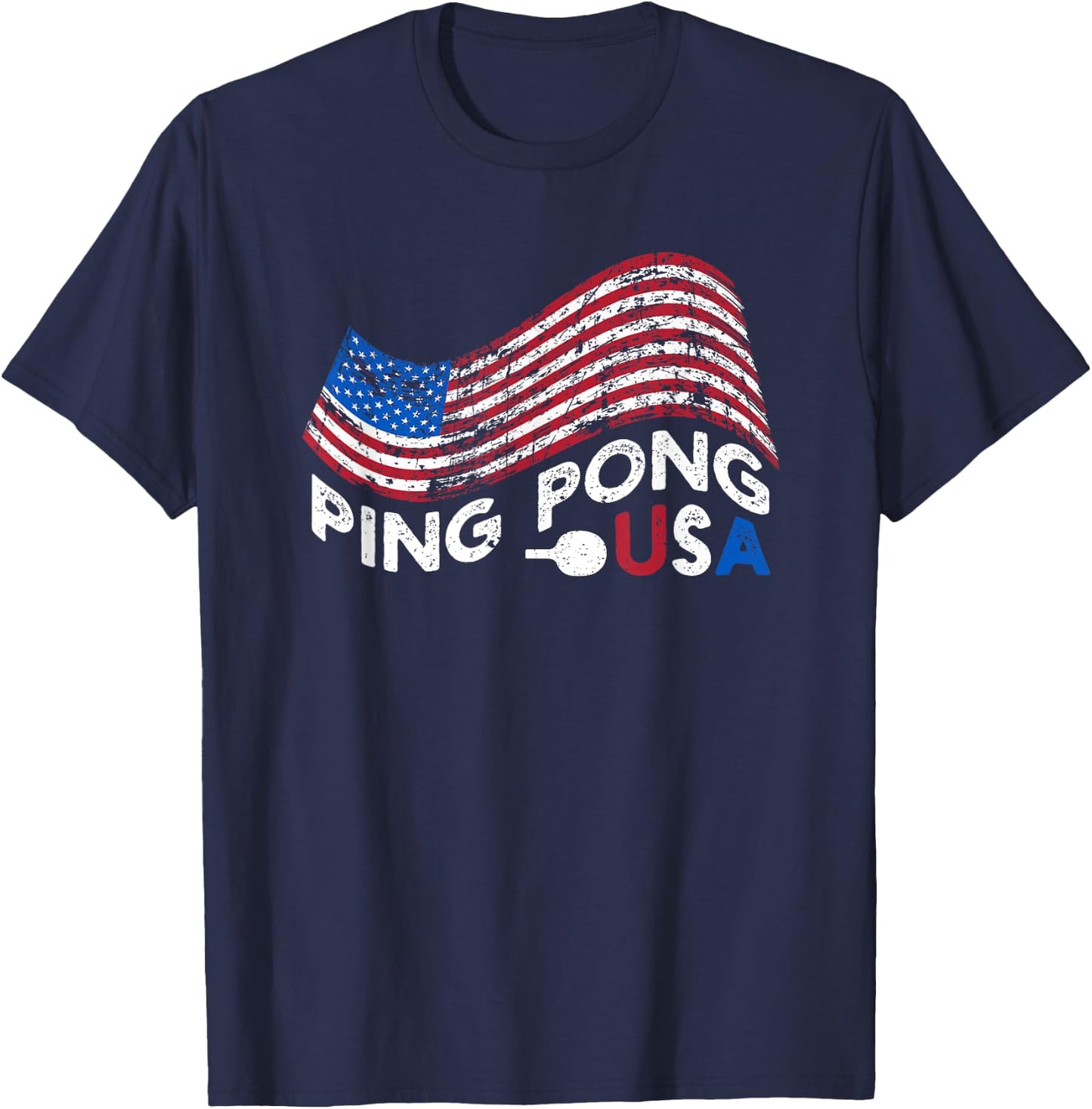 Ping Pong USA Table Tennis American Flag Patriotic Sports T-Shirt - T-Shirt | Navy