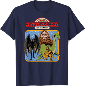 Steven Rhodes Cryptozoology For Beginners Retro Dark Humor T-Shirt - T-Shirt | Navy