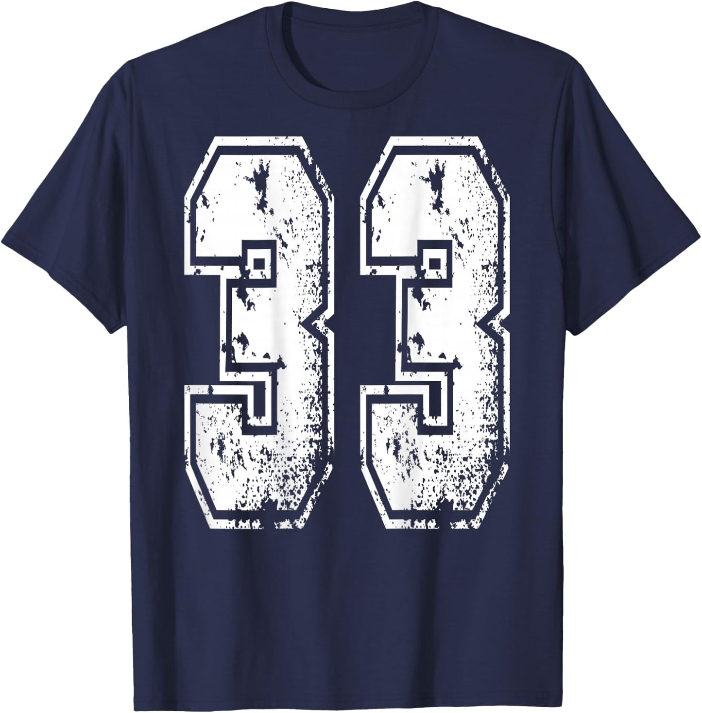 Number 33 Print On Back Of Shirt Number 33 Numbered T-Shirt - T-Shirt | Navy