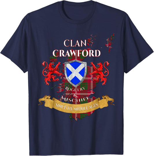 Crawford Scottish Family Clan Middle Ages Mischief T-Shirt - T-Shirt | Navy