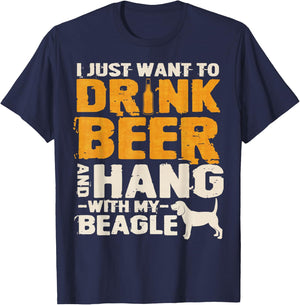 Vintage I Just Want To Drink Beer And Hang With My Beagle T-Shirt - T-Shirt | Navy