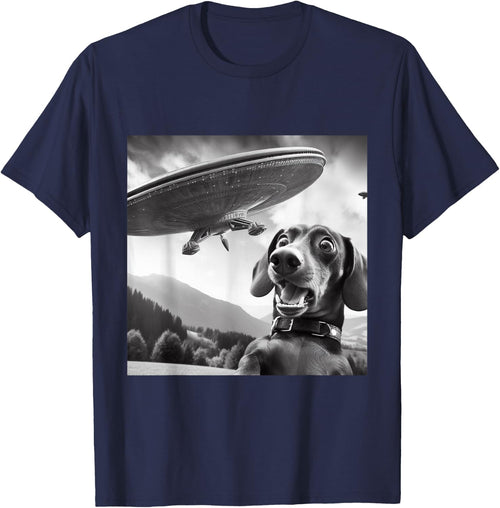 Wiener Dog Selfie With UFOs - Funny Flying Alien Dachshund