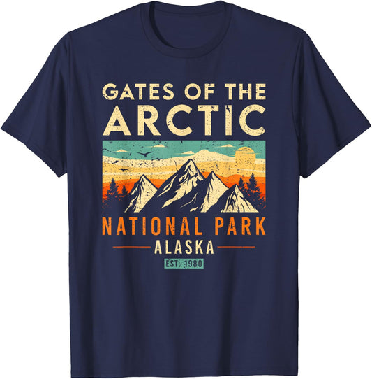 Gates Of The Arctic Est. 1980 Retro Alaska National Park T-Shirt - T-Shirt | Navy